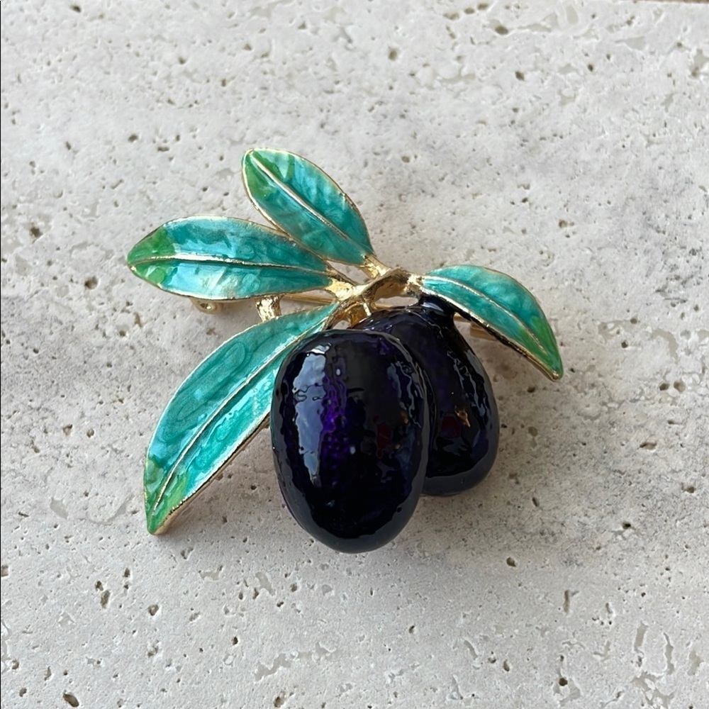 Anthropologie Gold and Purple Nature-Inspired Brooch